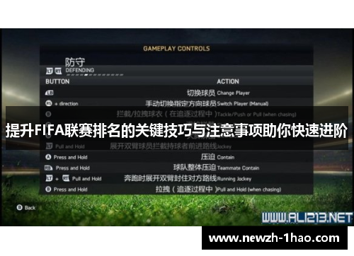 提升FIFA联赛排名的关键技巧与注意事项助你快速进阶